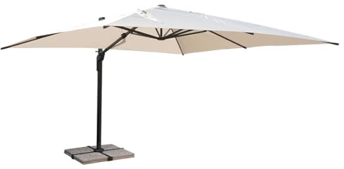 Danieli Ombrellone da Giardino in Alluminio, Telo Water Repellent con Camino Antivento. Palo Decentrato Regolabile. (3x4, Antracite)