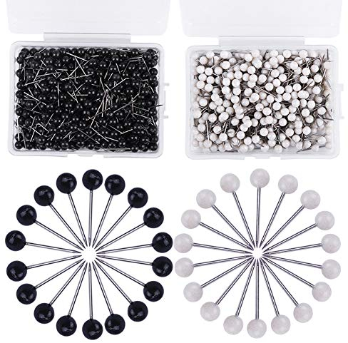 1000 Stücke Stecknadeln Set, 2 Farben Pinnadeln, Push Pins, Kopf Nadeln für Weltkarte, Pinnwand, Basteln