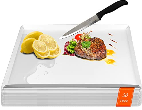 ZVP Disposable Cutting Boards 30 Count, Collapsible Cutting Board Sheet with Built-in Crease, Flexible Plastic Cutting Mat for Kitchen and Commercial Use, 17 x 12 In White