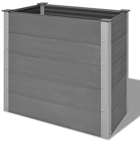 CANLAY Garten-Hochbeet, Pflanzkübel, Kräuterbeet, Hochbeete-kit, Schneckenzaun, Pflanztrog, Pflanzgefäße, Pflanzfolie Für Hochbeet,Teichbecken, WPC 100 x 50 x 91 cm Grau
