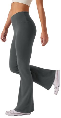 SEAJOJO Women's High Waist Bootcut Yoga Pants Tummy Control Workout Flare Leggings Dark Grey