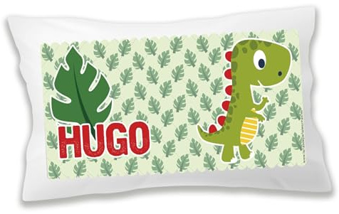 Tartas de pañales y más Almohada Personalizada con Nombre. Ideal para el Colegio/guardería. Vuelta AL Cole. Regalos Personalizados. Diferentes Modelos a Elegir (Dino)