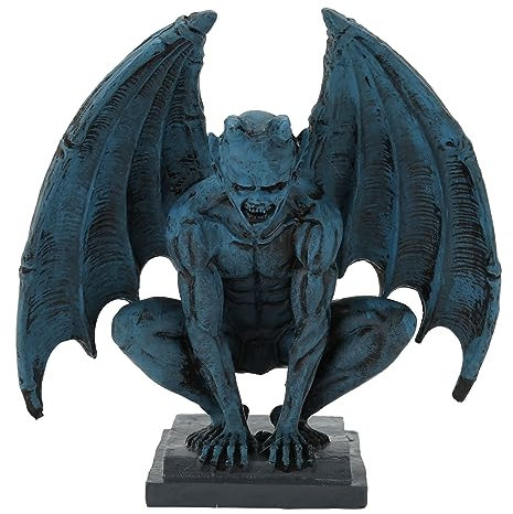 BORDSTRACT Estatua de gárgola alada, Adorno de Escultura de gárgola de Resina para el hogar, jardín, Taller (Azul)
