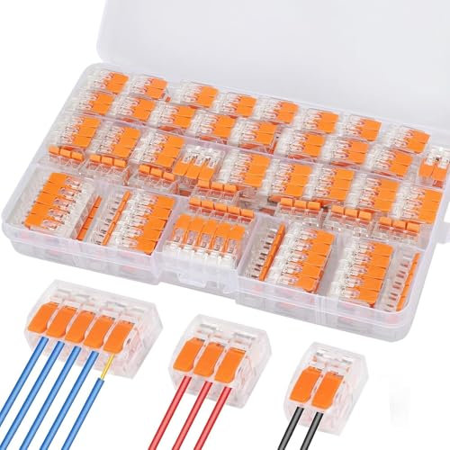 KOOSREEL Kabelverbinder, 75 Stück 4mm² Leiter Klemmen Elektro mit Betätigungshebel Kabelklemmen Klemme Steckklemmen Verbindungsklemmen Strom Anschlussklemmen Elektroklemmen für Feste Kabel