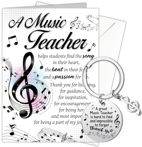 HOWAF Music Teacher Gifts, Music Teacher Card, Thank You Teacher Card & Teacher Keyring, Teacher Leaving Gifts, Appreciation Gifts, Thank You Teacher Gifts for Women Men