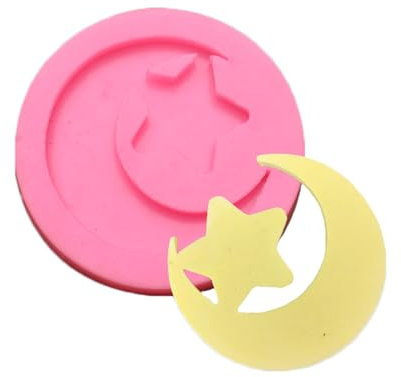 Haione Stampo in silicone a forma di stella e luna, decorazione per torte al cioccolato, strumenti da forno per biscotti, cubetti di ghiaccio, candele, caramelle e sapone
