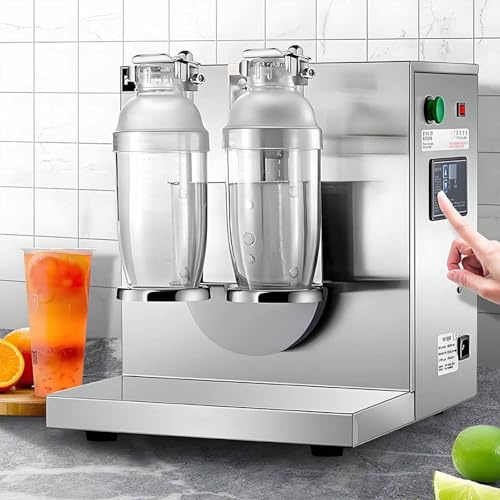 LSBHPPD Batidora Automática Té con Leche,Máquina Agitadora Bubble Tea, Doble Marco,400 RPM,Capacidad 350-1000ml,Temporizador Digital 6-120 S,Mezclador Bebidas para Boba Tea,Café,Cóctel