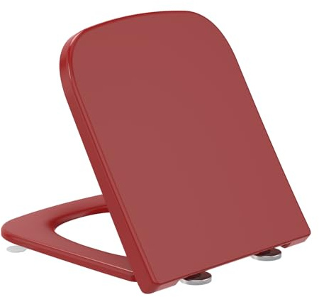 YEAUPE RPO Tavoletta wc Universali Forma quadrata, Sedile WC, Urea-Formaldeide Chiusura Ammortizzata tavoletta wc con Sgancio Rapido a un Pulsante, Rosso 42,2 * 36,2 * 4,4CM