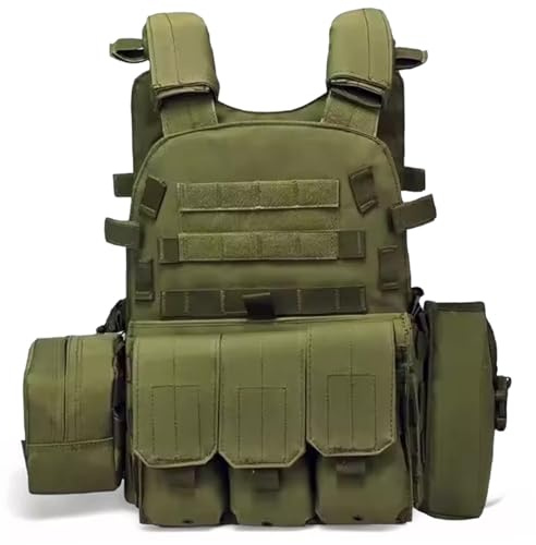 Porgeel Gilet Airsoft Gilet de Paintball réglable pour l'entraînement la sécurité de la Police la Chasse Vert armée