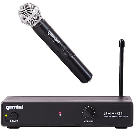 Gemini, 1 Professional Audio DJ Equipment Superior Single Channel Wireless UHF System and Handheld Microphone with 150ft Opereating Range, (UHF-01M F3)