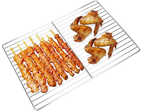 Grille de Cuisson Barbecue, 30 x 45 cm Grille de Cuisson en Acier Inoxydable Antiadhésif pour Maille de Refroidissement, Barbecue Grille Pièces pour Rôtir Viande, Légumes, Crevettes, Poisson