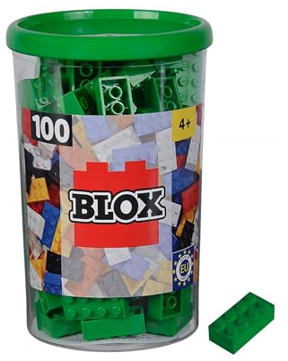 Simba 104114542 Blox, 100 Blocs de Construction Verts pour Enfants à partir de 3 Ans, 8 Pierres, en boîte, Haute qualité, entièrement compatibles avec de Nombreux Autres Fabricants