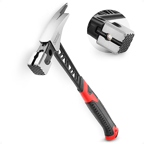 BILBAU Marteau de Charpentier en Acier au Carbone Massif avec Porte-Clou Magnétique, 21 Oz, 600g Marteau Monobloc avec Arrache-Clou et Dent de Griffe Pointue, et Revêtement Antidérapant en TPR