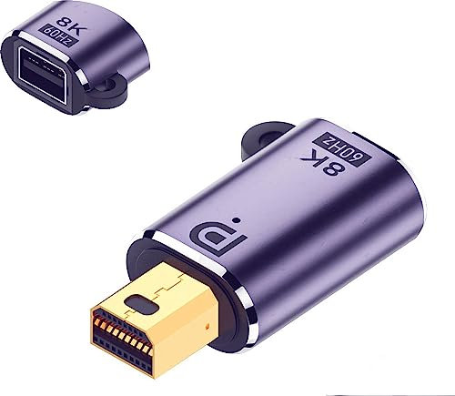 SHANFEILU Adattatore da Mini DP a Mini DP 1.4 Adattatore da Mini DisplayPort 1.4 8K a 60Hz Mini DP maschio a Mini DP femmina, connettore estendibile con foro e indicatore LED per proiettore, laptop,