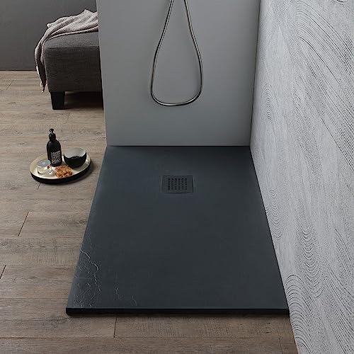 Kiamami Valentina Piatto Doccia Muse in Resina Grigio Antracite 80x120 riducibile