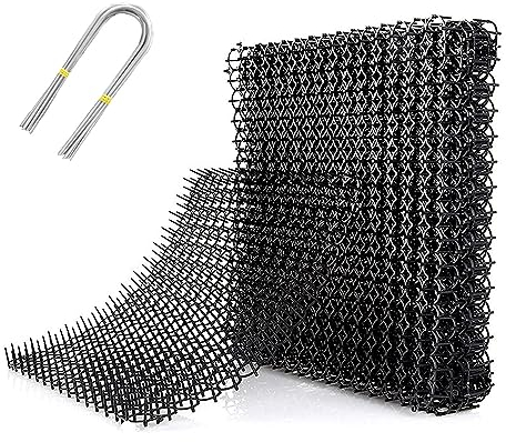 RYAN 12 Piezas Pinchos Anti Gatos Exterior 21 * 16 cm Ahuyentador Gatos Plástico con 8 Hebilla en Forma de U Alfombrilla para Interior Césped Jardín Protección de Plantas