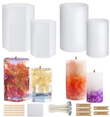 Umllpet Kerzenformen zum Gießen 4 Stück, 3D Kerzen Selber Machen Set, DIY Kerzenform Silikon, Epoxidharz Formen für Duftkerzen, Handgefertigte Seife, Handwerk Ornamente