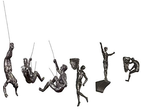 XYQXYQ Kletterer-Skulptur, 6 Stück, Moderne Dekorative Wandkunst, Männliche Figur, Kreative Rostkletterkunst für Heim-Dekoration