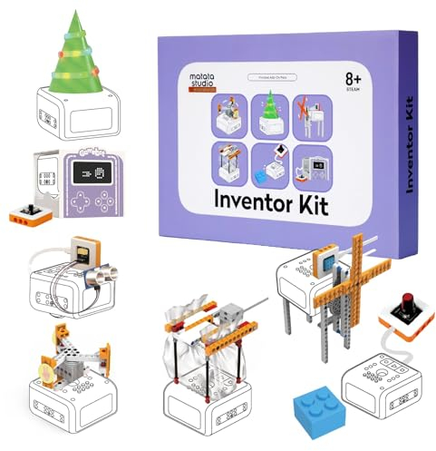 Matatalab Inventor Kit für VinciBot, 5 Elektronikmodule, Modul-Link-Einheit für Micro:bit usw., STEM-Kit mit 7 Baukästen für Kinder ab 8 Jahren zum Erlernen Programmierbarer Elektronischer Projekte