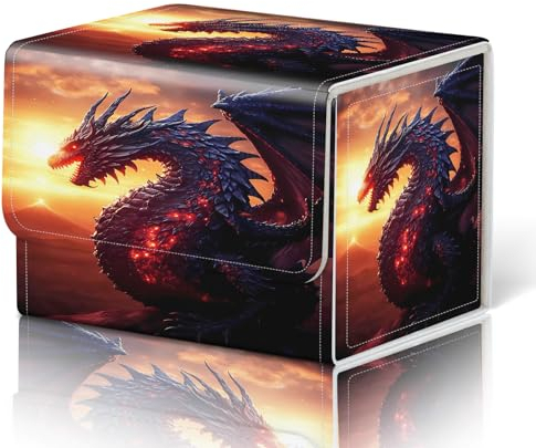 WZCJDHMJ Kartendeck-Box für MTG-Karten, passend für 100+ einhüllige Karten, starke magnetische Spielkarten-Aufbewahrungsbox für MTG/TCG/CCG und andere Sammelkarten - Dragon
