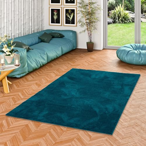 Pergamon Luxe Super Doux Tapis à Poils Longs Moelleux Doux Salon Chambre à Coucher Silky Pétrole
