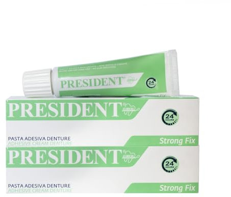President KIT 2 PEZZI DI PASTA ADESIVA DENTURE. Fissaggio Forte della dentiera, Presa Rapida, Adesione duratura. Evita le infiltrazioni di cibo, infiammazioni e alitosi. Non irrita le gengive - 2x20g