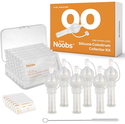 Preisgekröntes Kolostrum-Sammler-Set von LoveNoobs, Wiederverwendbare Kolostrum-Sammler mit Aufbewahrungskoffer, BPA-frei, aus 100% Silikon, 6 Stück à 4 ml