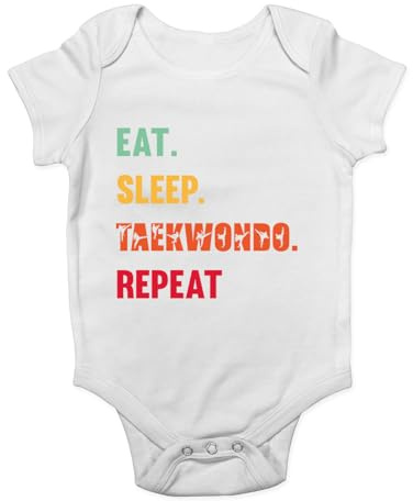 Shopagift Eat Sleep Taekwondo Repeat Baby Vest Tournament Championships Bodysuit Boys Girls