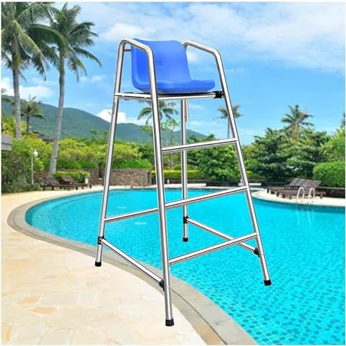 SAFWELAU Taburete Alto Escalera para Piscina Exterior 70 59 47 Pulgadas Presidente del árbitro de competición con Orificio y Gancho para sombrilla, Taburetes de Bar al Aire Libre de la Cubierta de la