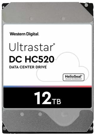 WD Ultrastar 0F29562 DC HC520 12TB HDD SAS-12Gbps 3.5-Inch Internal Hard Drive HUH721212AL4204