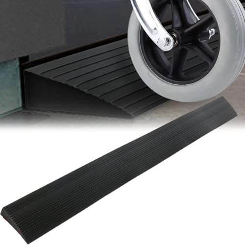 Dörrtröskelramp, självhäftande ramp, dörrtröskel, rullstolsramp – 90 cm x 8 cm x 2 cm dörrtröskelramper, halkfri yta, gummiramp uppkörningsramp för barnvagnar, rullator, sparkcykel robotdammsugare