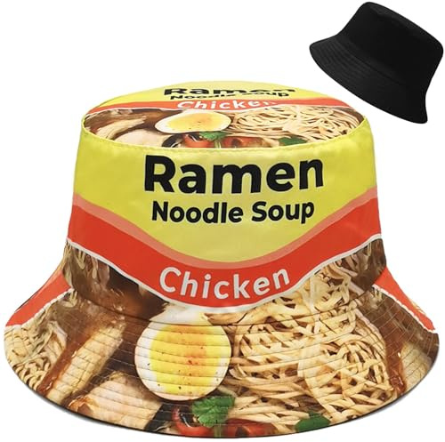 Cappello da pescatore, cappello da spiaggia, cappello da pesca per donne e uomini, cappello da pescatore pieghevole per viaggi all'aperto, Ramen, taglia unica