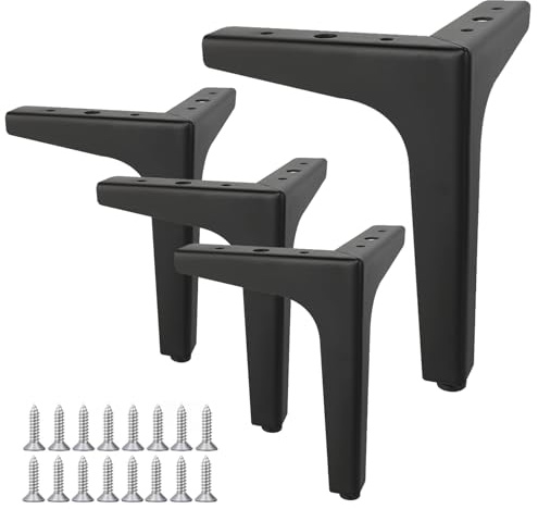 Drasohuija 4 Piezas 13cm Patas para Muebles, Material Patas Triangulares de Metal Metálico para Muebles de Mesa gabinete,Sofá, Armario,Mueble de TV, cajones, mesita de Noche, con Tornillos,Negro