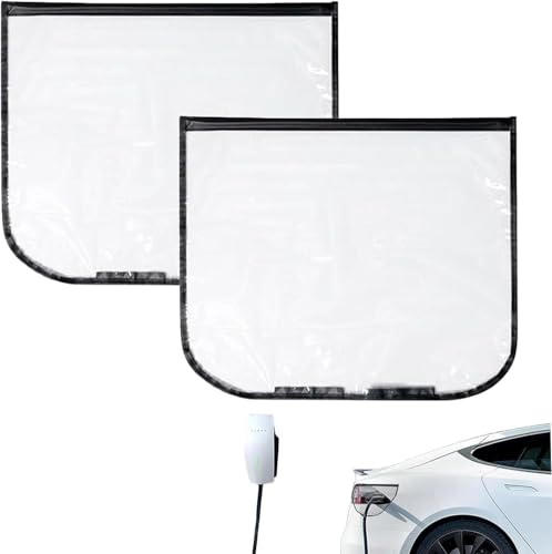 2PC EV Charger Port Cover, Car Charging Port Rain Cover, PVC Universals Rain For Electric Car Charger Magnetic Adsorption Plug Rainproof Cloth, EV charger rain cover