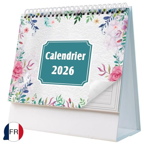 AEYAKA Calendriers de Bureau 2026 Calendriers Novembre 2025 à Décembre 2026, 20 x 20,5 cm Français A06 (Blanc 3)