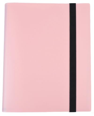 9-Pocket Trading Card Binder, 360 Pocket Card Folder with Straps, Trading Card Albums, Side-Loading Pockets & Durable PU Cover for Sports Cards,MTG, Pokemon, Yu-Gi-Oh, Football (Pink)