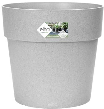 Elho Vibia Straight Round 25 - Macetero por Exterior - 100% Plástico Reciclado - Ø 24.3 x H 23.2 cm - Gris/Living Concrete