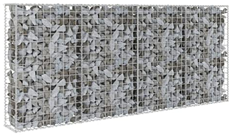 vidaXL Mur à Gabion Couvercles Acier Galvanisé 200x20x85 cm Jardin Terrasse, Argenté