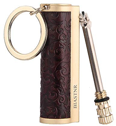 BIASTNR Permanent Match,Keychain Matchstick Fire Starter Immortal Lighter,Flint Match Stick Kerosene Refillable Lighter for Outdoor Camping Survival,Dark red