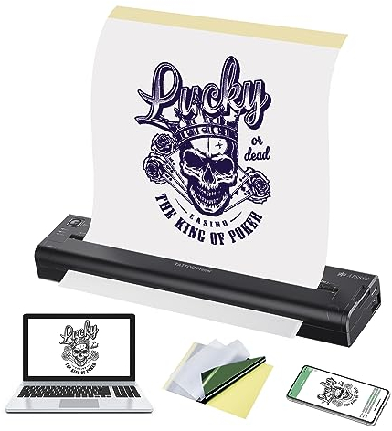 TATELF Bluetooth Stencil Drucker Wireless Thermal Stencil Printer Transfer Maschine Kopierer mit 15 Stück Transferpapier mit Android, iOS Phone und PC