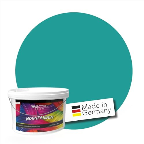 WALLCOVER hochwertige Wandfarbe für Innen | Petrol Grün Petrolgrün | 1L für 8m² | Hochdeckende Innenfarbe Matt (Klasse 1) | Profi Qualität aus Deutschland