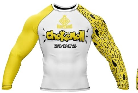 Choke EMON Choke BJJ MMA Grapple Kings Rashguard Rash Guard Poke (UK, Alpha, M, Regular, Regular, Yellow & White, Grapple Kings)