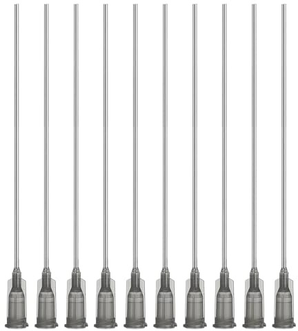 PATIKIL Aiguilles de Distribution à Bout Émoussé 16G, 10 Pcs 4 Pouces Aiguille de Distributeur de Liquide Industriel avec Verrouillage Luer de Colle Adhésive, Gris