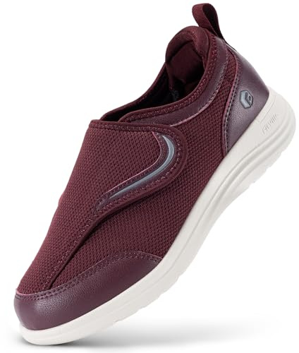 FitVille Extra Large Sneaker Casual da Donna con Strappo Scarpe Riabilitative Traspiranti e Antiscivolo per Camminare e per Casa Rosso 39 EU Larga