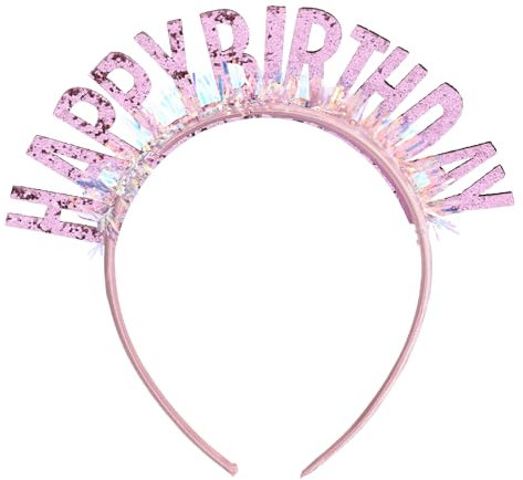 Molain Geburtstag Kronen Mädchen Stirnband, Geburtstag Haarreif für Mädchen, Rosa Happy Birthday Stirnbänder Kopfschmuck Prinzessin Tiara Zubehör für Frauen Mädchen Party Weihnachtsdekoration