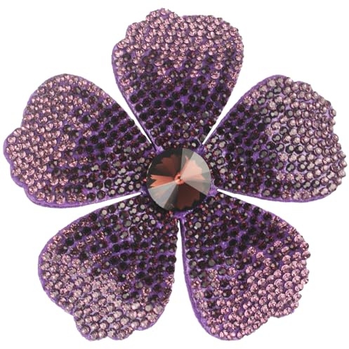 Mecool Broche à cheveux rose, fleur, pince à cheveux, corsage, parure de tête, rose artificielle en cristal, barrette à cheveux pour femmes et filles, violet