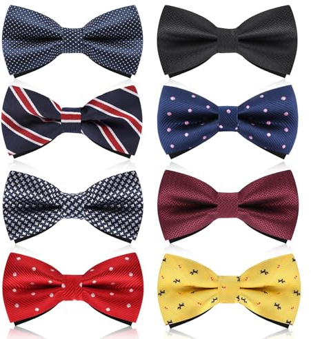 Wincredulous Men's Bow Tie, 8 Packs Pre-Tied Bow Tie, Adjustable Formal Tuxedo Bowtie Set for Men Wedding Gift (Set D) (Set B)