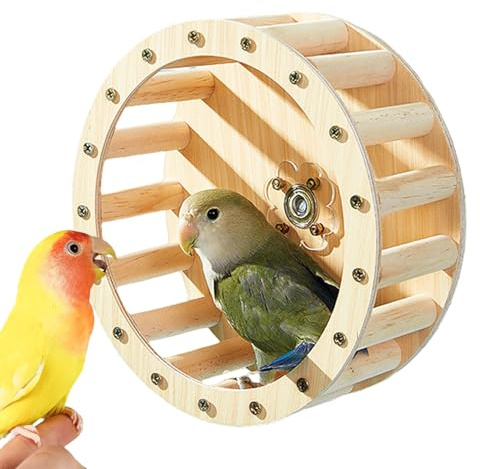Löparhjul för papegojor – fågel roterande abborre leksak | trä interaktiva parakiter intelligens tillväxtbur tillbehör för Conures Cockatiels