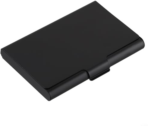 LUCKCDUO Funda para tarjetas de visita con construcción de aleación de aluminio gruesa, capaz de almacenar tarjetas de crédito y tarjetas bancarias, delgada y portátil para viajes y negocios, Black