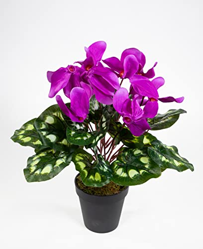 Seidenblumen Roß Alpenveilchen 36cm lila im Topf ZF künstliche Blumen Kunstpflanzen Kunstblumen Cyclamen